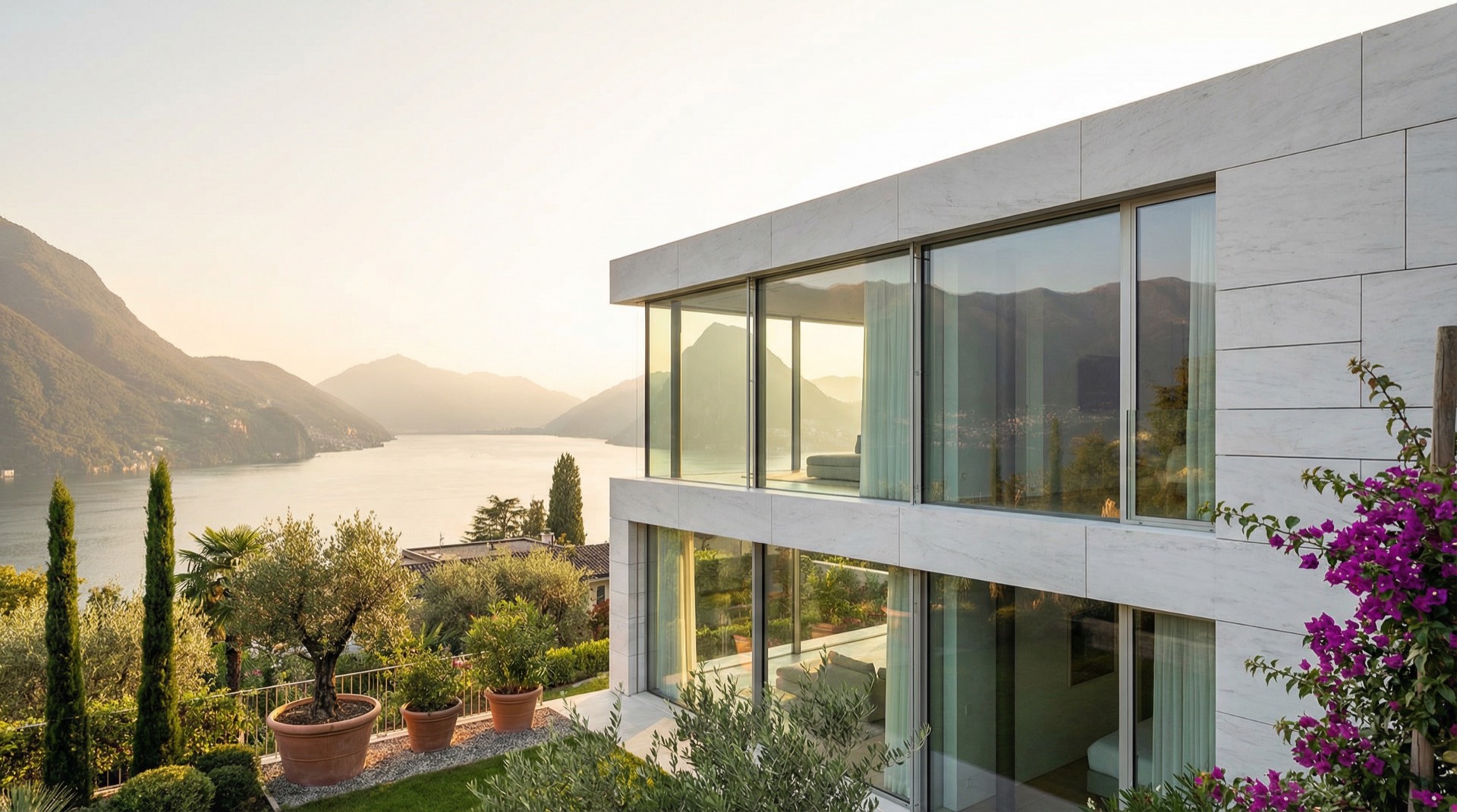 Marble-clad villa overlooking Lake Lugano